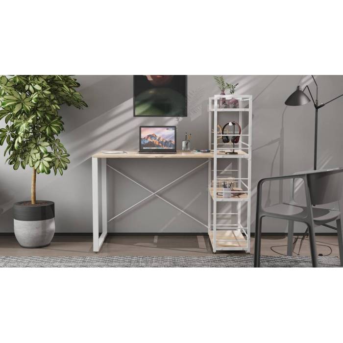 Письмовий стіл Ferrum-decor Серії Конект з етажеркою 75x120x60 білий ДСП Дуб Артизан 16мм (FRD-104226)