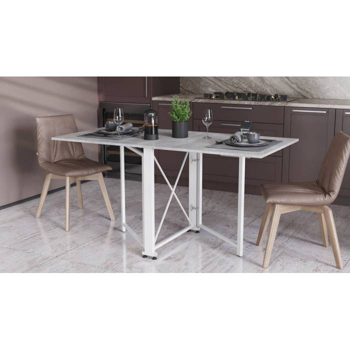 Стол-книга трансформер Орион 2 Ferrum-decor 750x1520x730 Белый металл ДСП Бетон 16 мм (FRD-104596)