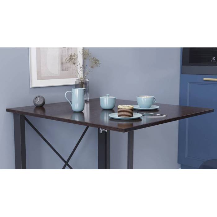 Стол-книга трансформер Орион 1 Ferrum-decor 750x810x730 Черный металл ДСП Венге Магия 16 мм (FRD-105426)