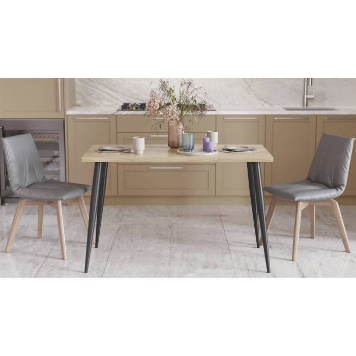 Кухонний стіл Марсель 50 Ferrum-decor 75x120x70 Чорний метал ДСП Дуб Сонома 32 мм (FRD-106706)