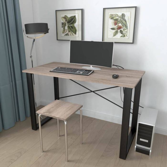 Письмовий стіл Ferrum-decor Драйв 750x1400x700 Чорний метал ДСП Дуб Сонома Трюфель 16 мм (FRD-103196)