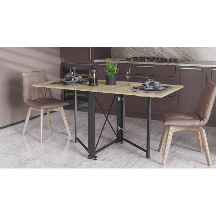 Стол-книга трансформер Орион 2 Ferrum-decor 750x1520x730 Черный металл ДСП Дуб Сонома 16 мм (FRD-104586)