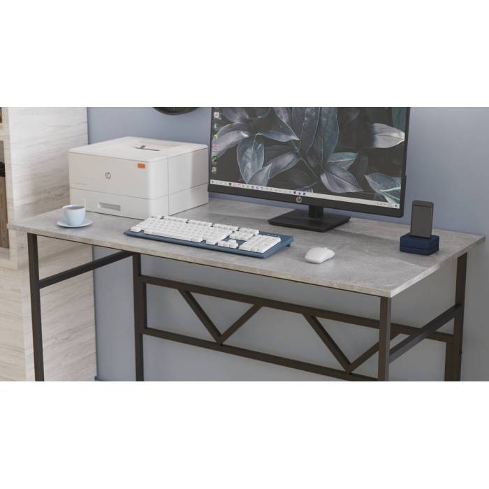 Стол письменный Райан Ferrum-decor 750x1400x600 Черный металл ДСП Бетон 32 мм (FRD-106486)