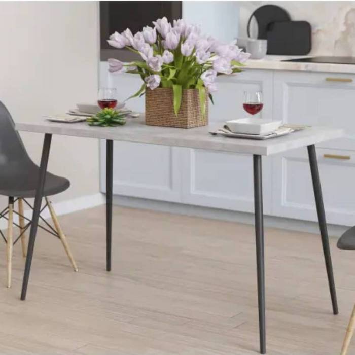 Кухонний стіл Марсель 30 Ferrum-decor 75x120x70 Чорний метал ДСП Бетон 32 мм (FRD-106687)