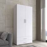 Шафа для одягу дводверна з двома ящиками, колір білий