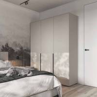 Шафа широка для одягу трьохдверна, зі штангою та полицями, колір кашемір Шафа широка для одягу трьохдверна, зі штангою та полицями, колір кашемір