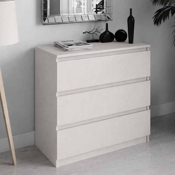 Комод с тремя ящиками без ручек по цене производителя, цвет кашемир