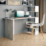 Стіл комп'ютерний письмовий Техас з полицями справа, білий - бетон