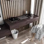 Стол компьютерный (туалетный) подвесной с двумя ящиками, венге темный