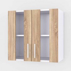Шкаф верхний навесной витрина, кухонный модуль 60 см, белый - дуб сонома