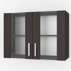 Шкаф верхний навесной витрина, кухонный модуль 80 см, венге темный