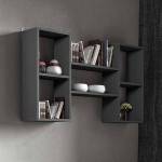 Полиця настінна для книг, декору на 5 комірок, Елегант, антрацит