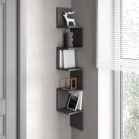 Полиця настінна кутова для книг, сувенірів, Змійка, антрацит