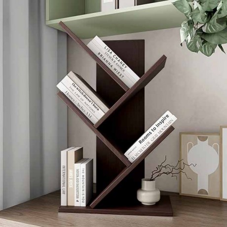 Полиця підлогова для книг у формі дерева Міні, колір венге темний