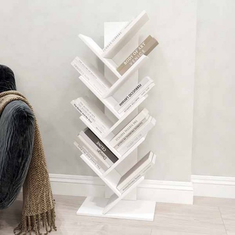Полиця підлогова для книг у формі дерева, колір білий