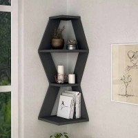 Полка угловая настенная Призма для книг и декора, антрацит