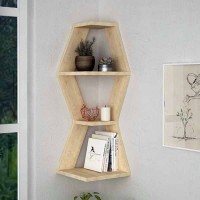 Полиця кутова настінна Призма для книг та декору, дуб сонома