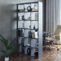 Полиця для книг, стелаж для дому, офісу, 18 ячеєк, антрацит