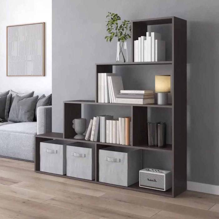 Стеллаж-этажерка книжная для дома, офиса, 6 отделений, Эконом, цвет венге темный