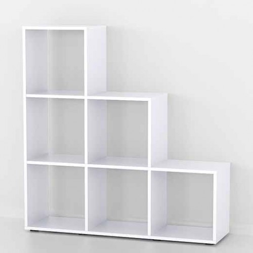 Стелаж-етажерка книжкова для дому, офісу, 6 кубиків, білий