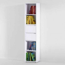 Полиця-стелаж книжкова для дому, офісу, з висувними ящиками, білий