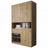 Шкаф-пенал для одежды с дверцами и ящиком RS-01, 124х50х213 см, дуб аппалачи
