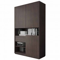 Шафа-пенал для одягу з дверцятами та шухлядою RS-01, 124х50х213 см, венге темний
