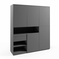 Шафа для одягу з дверцятами та шухлядою RS-02, 184х50х213 см, антрацит