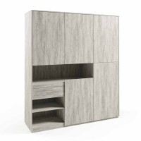 Шкаф для одежды с дверцами и ящиком RS-02, 184х50х213 см, бетон