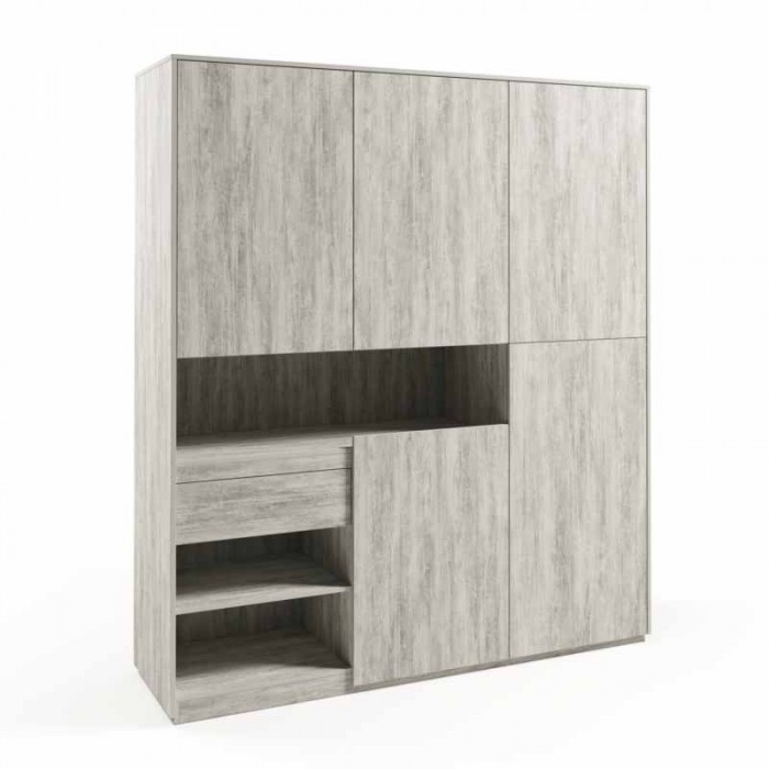 Шкаф для одежды с дверцами и ящиком RS-02, 184х50х213 см, цвет бетон