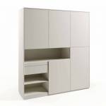Шкаф для одежды с дверцами и ящиком RS-02, 184х50х213 см, белый