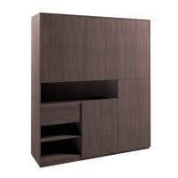 Шафа для одягу з дверцятами та шухлядою RS-02, 184х50х213 см, венге темний