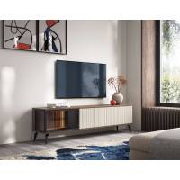 Тумба під ТВ з підсвіткою Вічі / Vici RTV180 3-дверна Горіх/кашемір Perfect Home Польща (PFH-091295)