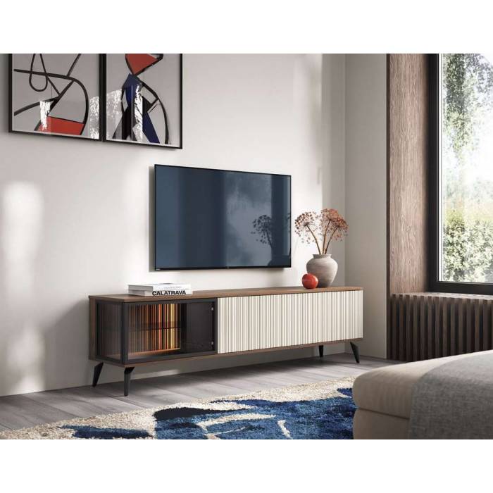 Тумба під ТВ з підсвіткою Вічі / Vici RTV180 3-дверна Горіх/кашемір Perfect Home Польща (PFH-091295) Тумба під ТВ з підсвіткою Вічі / Vici RTV180 3-дверна Горіх/кашемір Perfect Home Польща (PFH-091295)