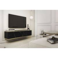 Тумба під телевізор навісна Perfect Home Оро / Oro 2-дверна RTV135 Чорний мармур роял (PFH-091358)