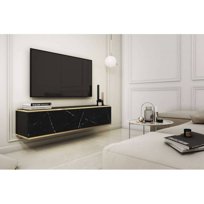 Тумба під телевізор навісна Perfect Home Оро / Oro 2-дверна RTV135 Чорний мармур роял (PFH-091358) Тумба під телевізор навісна Perfect Home Оро / Oro 2-дверна RTV135 Чорний мармур роял (PFH-091358)