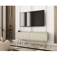 Тумба під телевізор Perfect Home Оро / Oro 2-дверна з золотими ніжками RTV135 Бежевий (PFH-091316)