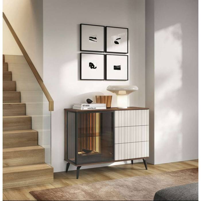 Комод з підсвіткою Вічі / Vici KSZ103 1-дверний з 3 шухлядами Горіх/кашемір Perfect Home Польща (PFH-091277) Комод з підсвіткою Вічі / Vici KSZ103 1-дверний з 3 шухлядами Горіх/кашемір Perfect Home Польща (PFH-091277)