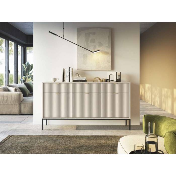 Комод Perfect Home Нова / Nova 3-дверний з 3 шухлядами і чорними ніжками KSZ154 Кашемір (PFH-091244) Комод Perfect Home Нова / Nova 3-дверний з 3 шухлядами і чорними ніжками KSZ154 Кашемір (PFH-091244)