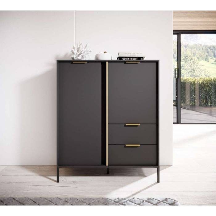 Комод високий Perfect Home Ларс / Lars 2-дверний з 2 шухлядами 2D2S/104 Антрацит (PFH-091020) Комод високий Perfect Home Ларс / Lars 2-дверний з 2 шухлядами 2D2S/104 Антрацит (PFH-091020)