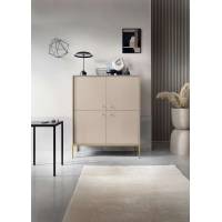 Комод високий Perfect Home Моно / Mono 4-дверний з золотими ніжками MK104 Беж пісочний (PFH-091203)