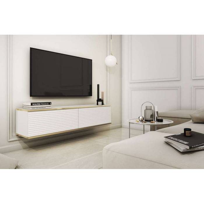 Тумба під телевізор навісна Perfect Home Оро / Oro 2-дверна RTV135 MDF Білий (PFH-091354) Тумба під телевізор навісна Perfect Home Оро / Oro 2-дверна RTV135 MDF Білий (PFH-091354)