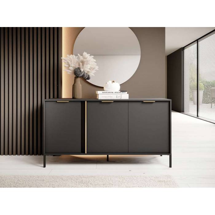 Комод Perfect Home Ларс / Lars 3-дверний 3D/153 Антрацит (PFH-091018) Комод Perfect Home Ларс / Lars 3-дверний 3D/153 Антрацит (PFH-091018)