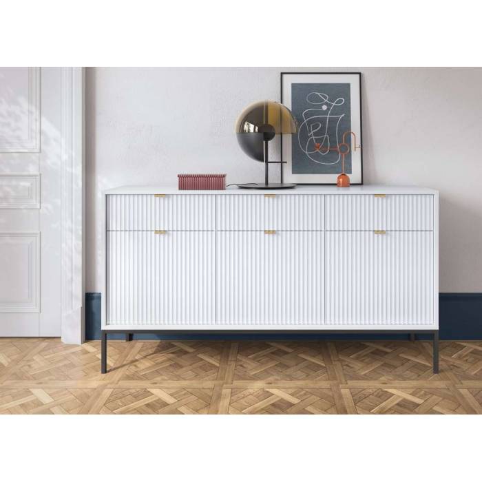 Комод Perfect Home Нова / Nova 3-дверний з 3 шухлядами і чорними ніжками KSZ154 Білий (PFH-091240) Комод Perfect Home Нова / Nova 3-дверний з 3 шухлядами і чорними ніжками KSZ154 Білий (PFH-091240)