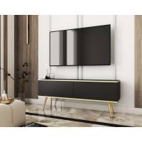 Тумба під телевізор Perfect Home Оро / Oro 2-дверна з золотими ніжками RTV135 Чорний (PFH-091317)
