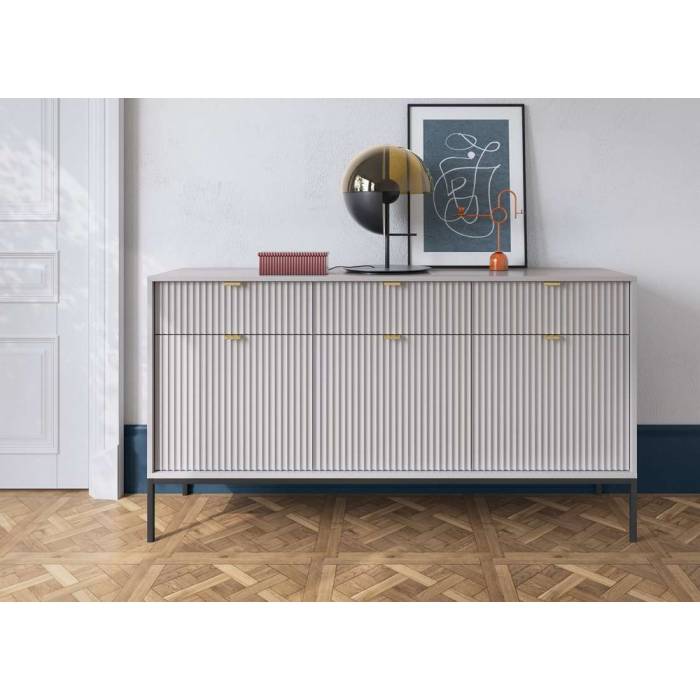 Комод Perfect Home Нова / Nova 3-дверний з 3 шухлядами і чорними ніжками KSZ154 Сірий (PFH-091242) Комод Perfect Home Нова / Nova 3-дверний з 3 шухлядами і чорними ніжками KSZ154 Сірий (PFH-091242)