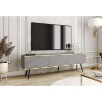 Тумба під телевізор Perfect Home Оро / Oro 3-дверна з чорними ніжками RTV175 MDF Сірий (PFH-091344)