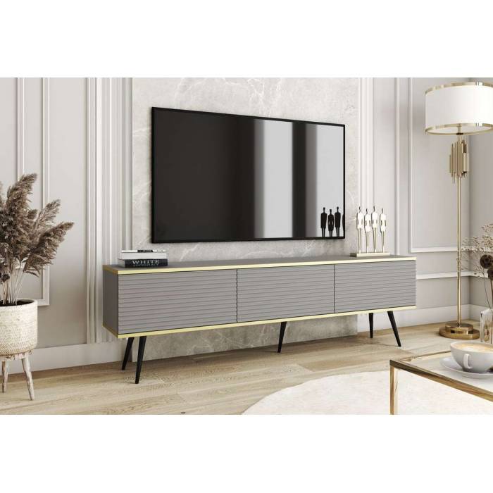 Тумба під телевізор Perfect Home Оро / Oro 3-дверна з чорними ніжками RTV175 MDF Сірий (PFH-091344) Тумба під телевізор Perfect Home Оро / Oro 3-дверна з чорними ніжками RTV175 MDF Сірий (PFH-091344)