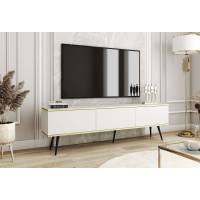 Тумба під телевізор Perfect Home Оро / Oro 3-дверна з чорними ніжками RTV175 Білий (PFH-091336)