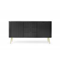 Комод Perfect Home Зова / Zova 2-дверний з 3 шухлядами і золотими ніжками KSZ168 Чорний (PFH-091371)
